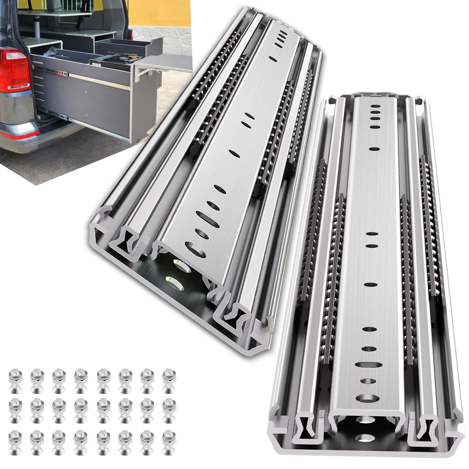 1 Pair 16 18 20 22 26 30 40 Inch Full Extensi...