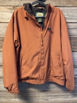 Cabela's Outdoor Gear Men's XL Winter Jacket Orange Hooded Fleece Lined EUC