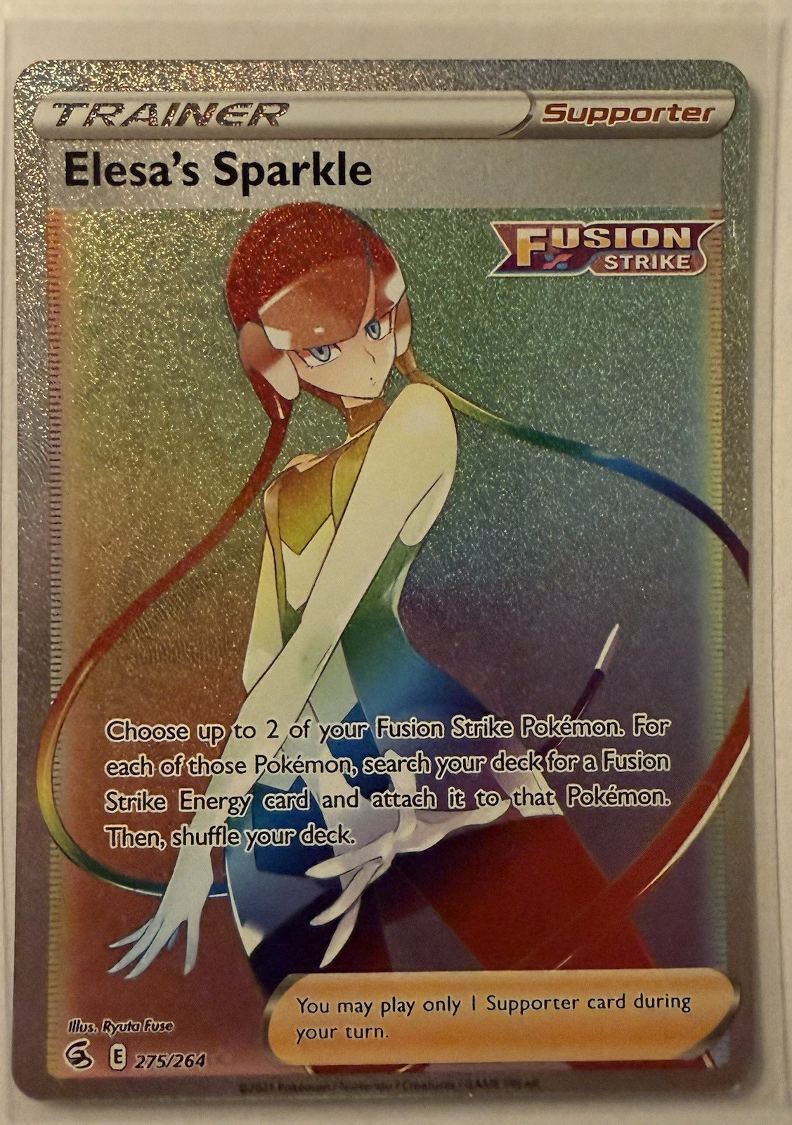Pokémon TCG Fusion Strike Elesa's Sparkle Secret Rare Full Art Holo 275/264 EN