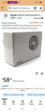 3 x Manrose CF200T Centrifugal Extractor Fan with Timer