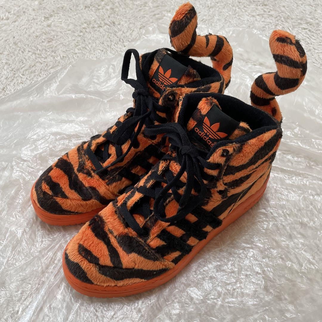 極稀少☆adidas by Jeremy Scott 虎 タイガー ストライプ Adidas Jeremy Scott JS TIGER Tails US8 MID sneakers M29010 Orange