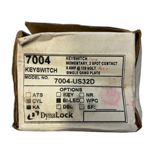 DynaLock 7004-US32D Momentary 2 SPDT Keyswitch 6A 125V Single Gang Bi-LED