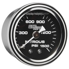 Glowshift Liquid Filled Nitrous Pressure Nos Bottle Black Mechanical Gauge 38mm