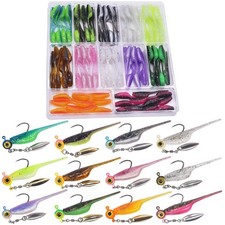 Crappie Panfish Fishing Lure Kit: Minnow Baits, Jig Heads, Shad - 135 Pieces