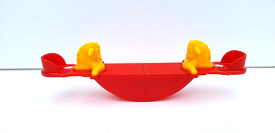 Vintage ACME Miniature Red Yellow See Saw Teeter Totter Rocking Horse Plastic