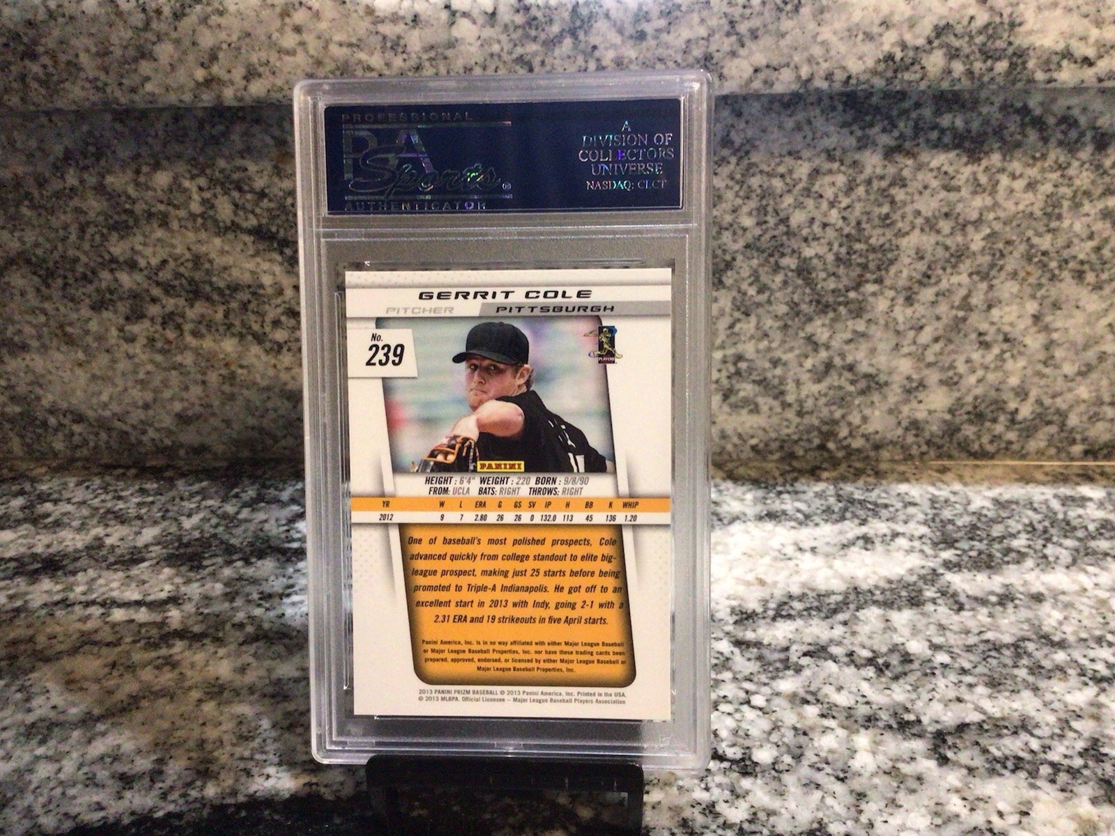 2013 Panini Prizm Gerrit Cole Rookie Card #239 PSA 10 Gem Mt RC Chrome Prizm  view 7