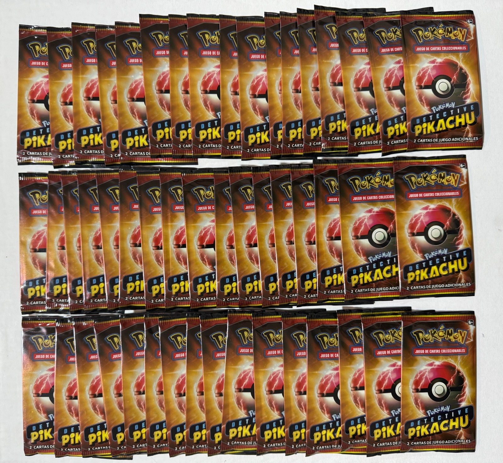 Lot of 50 Pokemon Detective Pikachu 2 Card Packs Spanish Spain Version