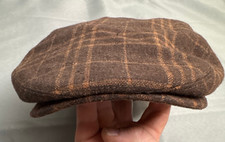 Brixton Hooligan/Brood Brown Plaid Flat Newsboy Cap 7  Pre  Owned Excellent