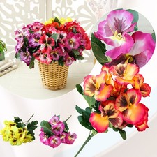 Colorful Pansy Fake Flower Bouquet 10 Heads 26cm Pvc Red/Orange/Purple