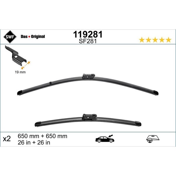 Swf 119281 Scheibenwischer FüR Opel Peugeot Chevrolet 508 Rcz Astra Ampera Volt-image