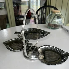 Vtg  nut folding tray, 3 Tier, Tidbit Hong Kong Midcentury OOAK Space Saver Dish