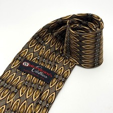 Weitzenkorns Clothiers Mens Silk Tie Geometric Teardrop Gold Brown Made in USA