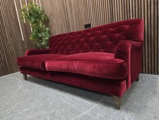 Sofa.com Snowdrop Button Back 3 Seater Sofa In Malbec Cotton Velvet RRP-£2310