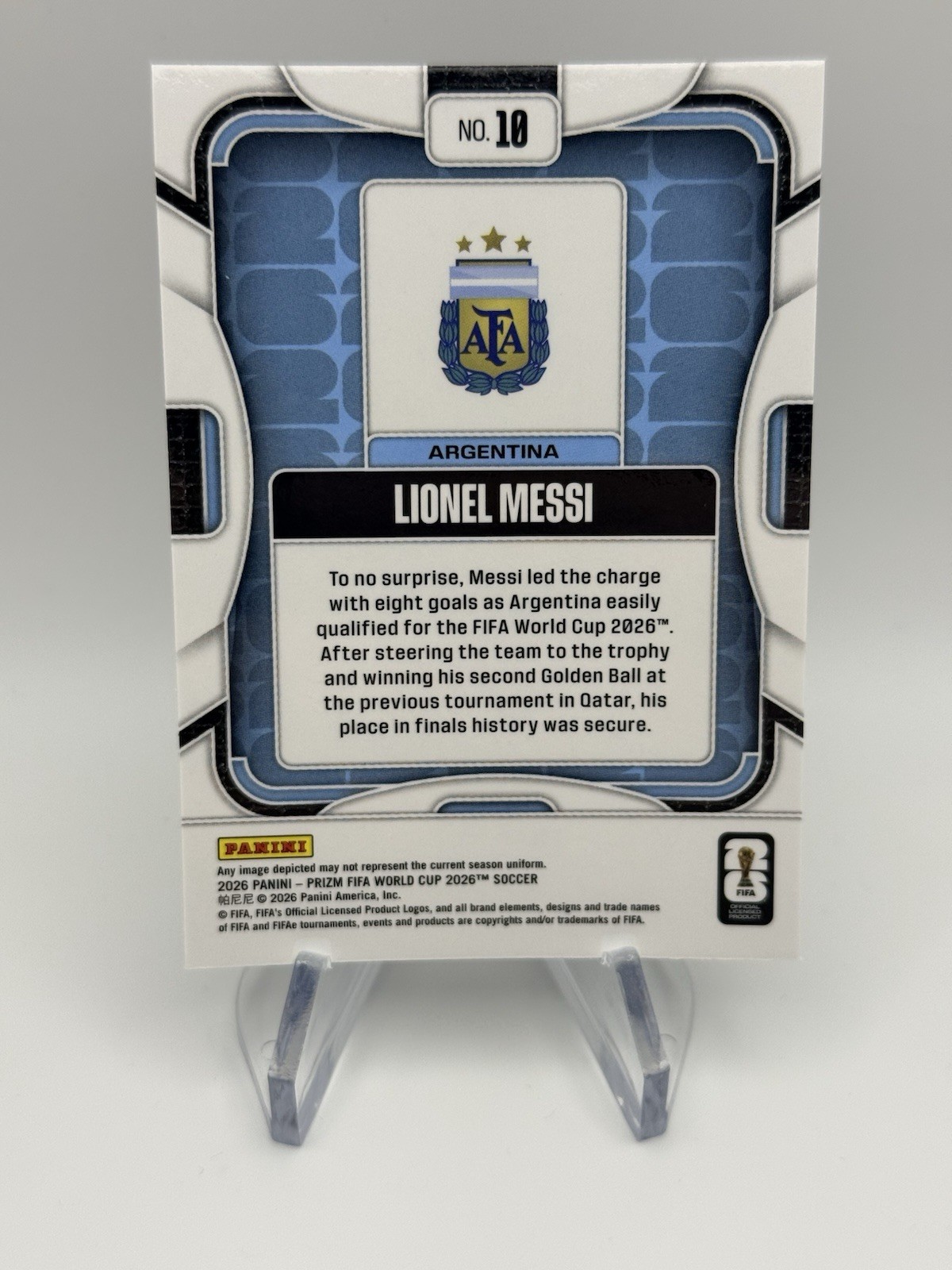 2026 Panini Prizm FIFA World Cup Lionel Messi Argentina Card #10 view 2