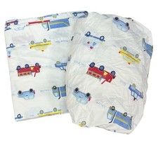 POTTERY BARN KIDS City Cars Trucks 100 Cotton TWIN Flat/Fitted Sheets EUC