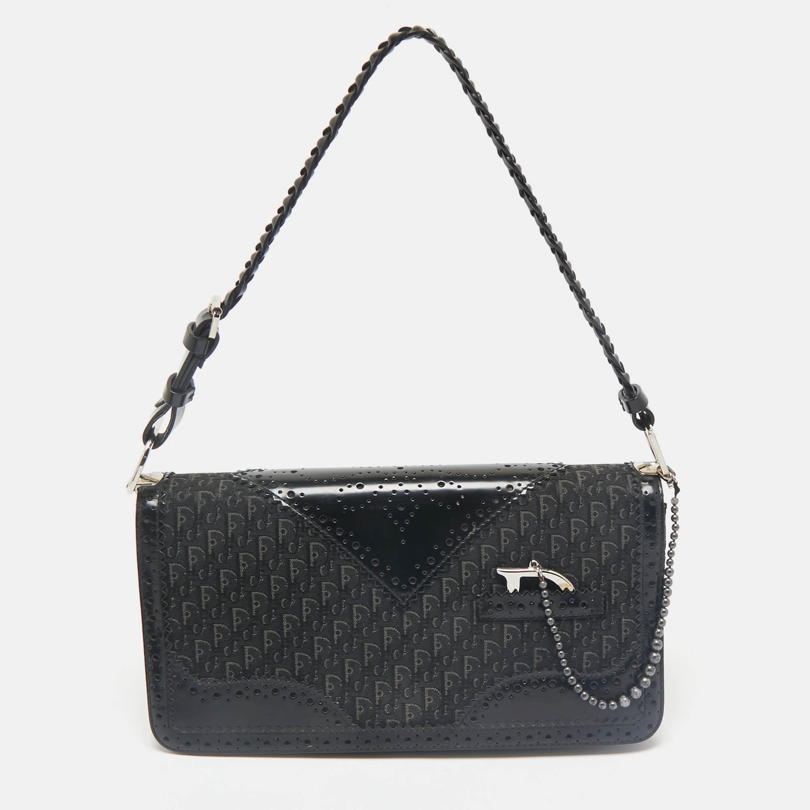 Dior Black Diorissimo Canvas D'Trick Shoulder Bag  -image