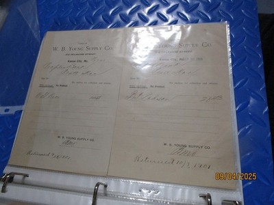 W B YOUNG SUPPLY KANSAS CITY MO SEPT 30 1901 2 INVOICE  EPHEMERA BUY 3 FREE SHIP