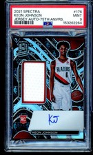 Keon Johnson Rookie Card 2021-22 Spectra Jersey Auto 75th Anniversary #176 PSA 9. rookie card picture