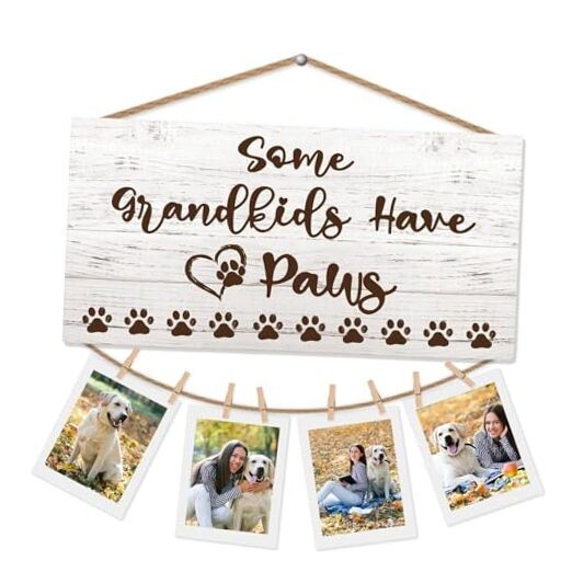 Grandma Grandpa Dog Gifts Picture Frame Photo Holder for Wall, Grandkids01