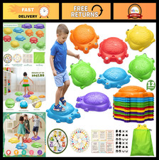 12 Pcs Kids Stepping Stones - Outdoor Balance Toys for Toddlers 3-8, Sensory Pla
