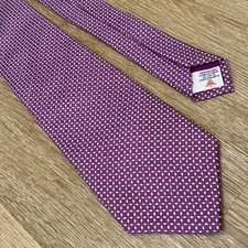 Turnbull & Asser London Purple Geometric Silk Tie Made in England Handmade