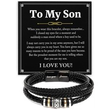 To My Son Bracelet Leather, Proud of you Son Inspirational Gift from Mom Dad