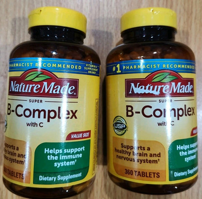 Lot Of 2  Nature Made B-Complex W/ C 360ct Exp04/2026+ #7292 Free Shipping  