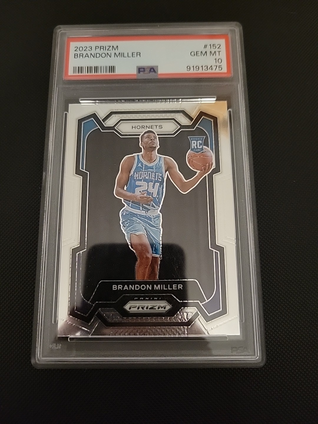 2023-24 Panini Prizm BRANDON MILLER Rookie RC Charlotte Hornets #152 PSA 10