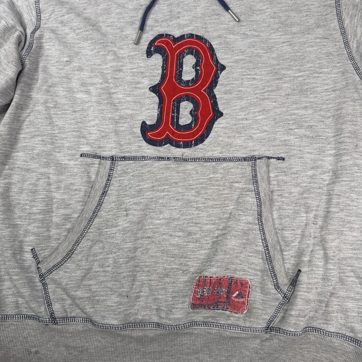 Boston Red Sox MLB Logo Hoodie Majestic Gray Sweatshirt Men's Size