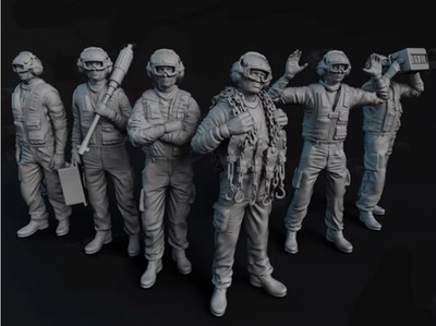 3D Printed 1/48 aircraft carrier deck working crew member Unpainted model--
