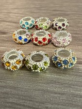 European Large Hole Silver Tone Metal Crystal Spacer Beads 50 Pieces S24. S25