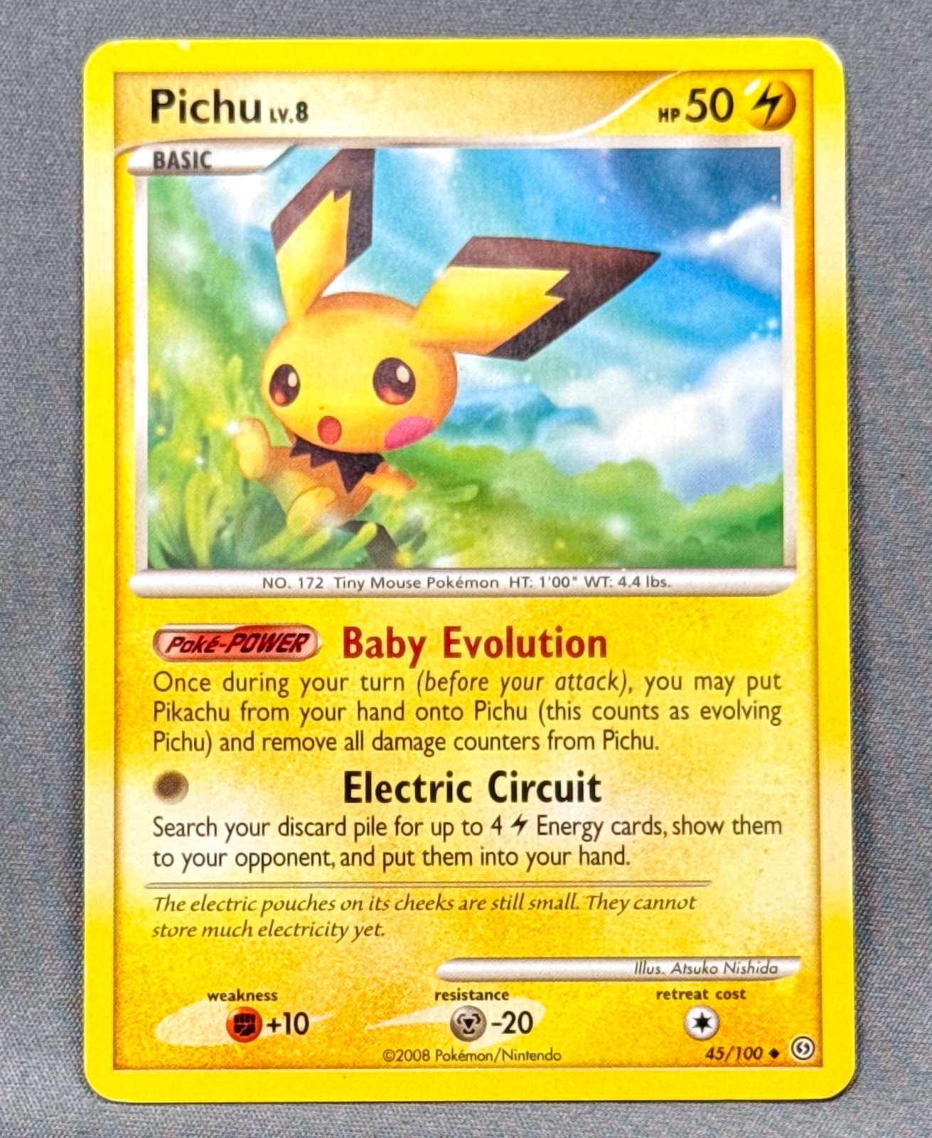 MP+ Pichu 45/100 Stormfront Pokemon 2008 Atsuko Nishida