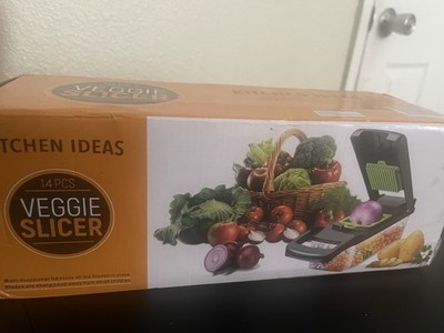 Kitchen Ideas 14pc Manual Multi Functional Veggie Food Slicer Set Gray/Clear