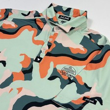 Bad Birdie Polo Shirt Mens M Green Camouflage Golf Performance Short Sleeve