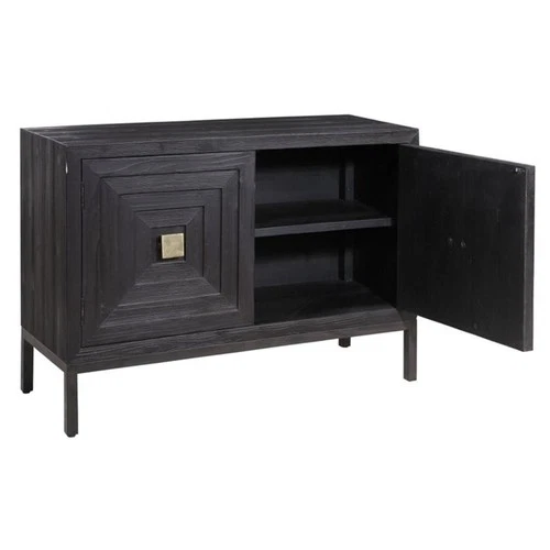 Uttermost Aiken 2-Door Contemporary Iron and Wood Cabinet in Ebony Black - Picture 6 of 12