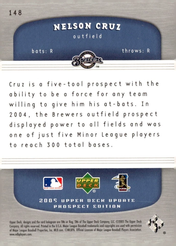 NELSON CRUZ 2005 UPPER DECK UPDATE **PLATINUM** ROOKIE RC  /25 !! RARE 🔥BREWERS - Image 2 of 2