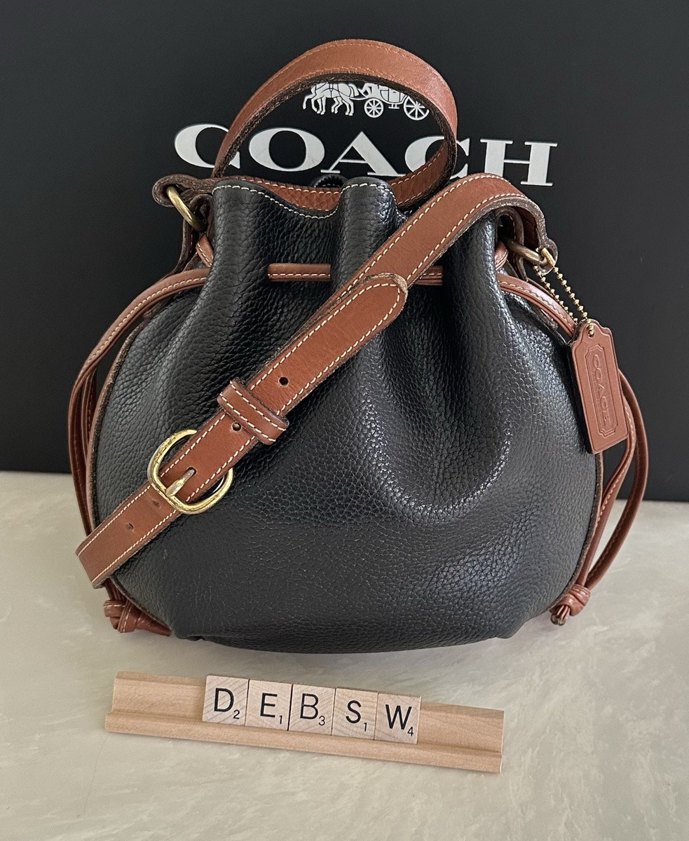 COACH VINTAGE SHERIDAN MARIETTA DRAWSTRING BLACK/TAN CROSSBODY BAG