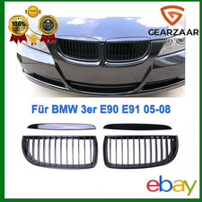 Nieren Grill Kühlergrill Einzelsteg für BMW 3er E90 E91 2005-2008 GLANZ SCHWARZ