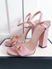 Gucci Pink Marmont Mirosoft Horsebit High Heeled Sandals UK 7.5 EU 40.5 US 10.5
