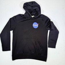 Black NASA Logo Hoodie Sweatshirt Pullover Hooded Sweatshirt Size L