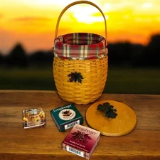 Longaberger October Fields 2000 Century Celebration Barrel Basket Liner Tie Ons