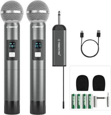 Phenyx Pro Dual Digitales kabelloses Mikrofonsystem, mit 2 dynamischen Handmikrofonen