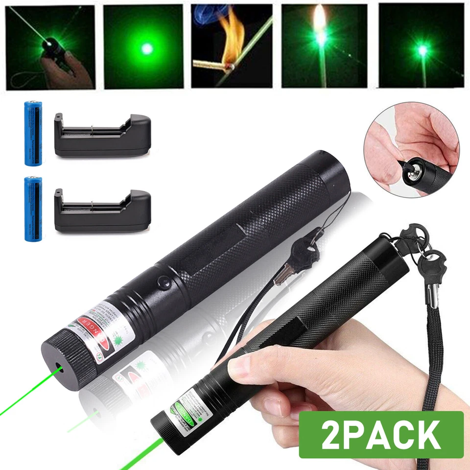 2PCS 9900Miles Rechargeable Green Laser Pointer Pen Astronomy Visible Beam Lazer