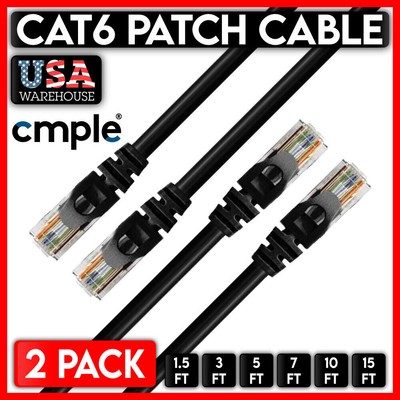 2 PCS Black Cat6 Cable Cat 6 Ethernet Patch Cord 10Gbps Internet Cable UTP Wire