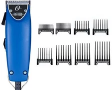 Oster Fast Feed Limited Edition Blue Soft Touch  Clipper + 8 pc Comb Set