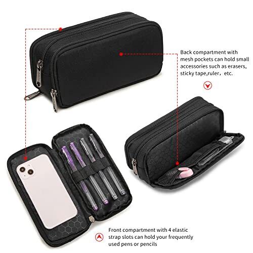 Pencil Pouch 3 Compartments Aesthetic Pencil case for Large Pencil Pouch 3 Compartments Aesthetic Pencil case for Large