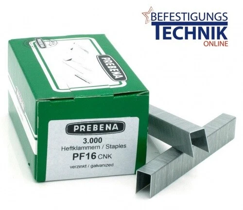 Klammern verzinkt 11/16mm für Prebena PF016CNK DNPF16 KL-35