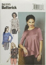 Butterick B6595 Pullover Tops w Sleeve Flounce Variations Sz 6-14, 14-22 UNCUT