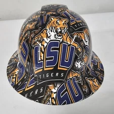 full brim hard hat custom hydro dipped IN LSU TIGERS  LOUISIANA STATE UNIVERSITY