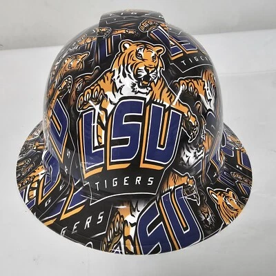 PYRAMEX full brim hard hat custom hydro dipped IN LSU TIGERS LOUISIANA STATE UNIVERSITY